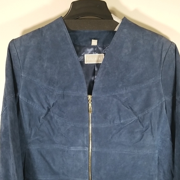 Guillaume Blue Suede Waist Length Jacket - Picture 2 of 6